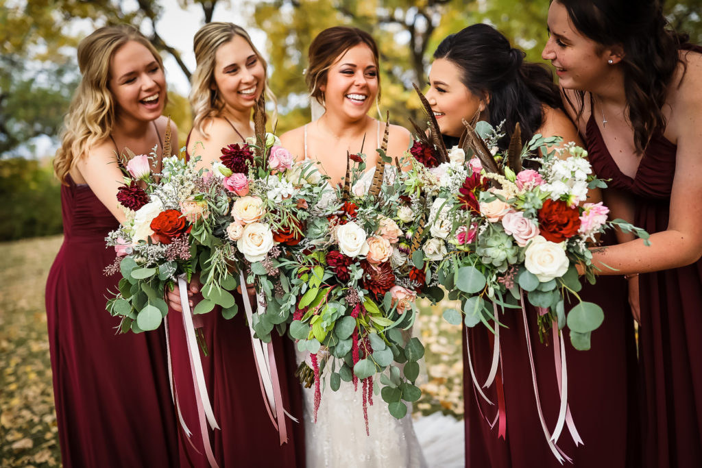 Bridal Party With Bouquets